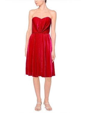 Dolce & Gabbana Fuchsia Pink Strapless Corset Velvet Midi Dress Size 38 / 2